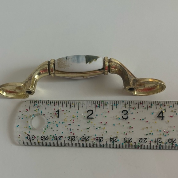 Lot Of 8 Brass Tone & Ceramic Lighthouse Drawer Door Pulls 3" Center - Picture 3 of 4